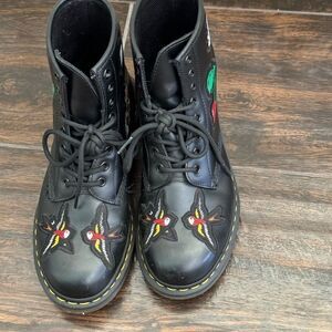 Dr.Martens 1460 Patch 24436001 Smooth Leather Women's Boots - Black  sz 8 NWOT